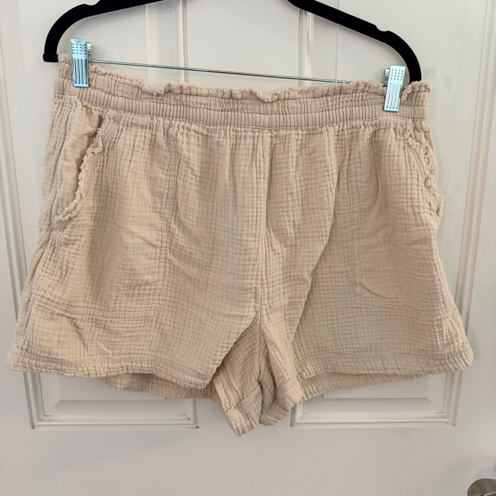 Aerie Shorts XL | Cream Gauzy High Waisted Cotton